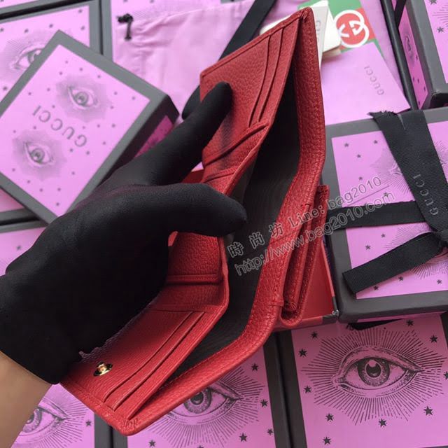 Gucci錢包 古馳新款翻蓋長錢包 Gucci女錢包 456116大紅全皮  gdj1182